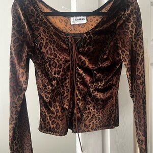 Brown Leopard Print Women's Top